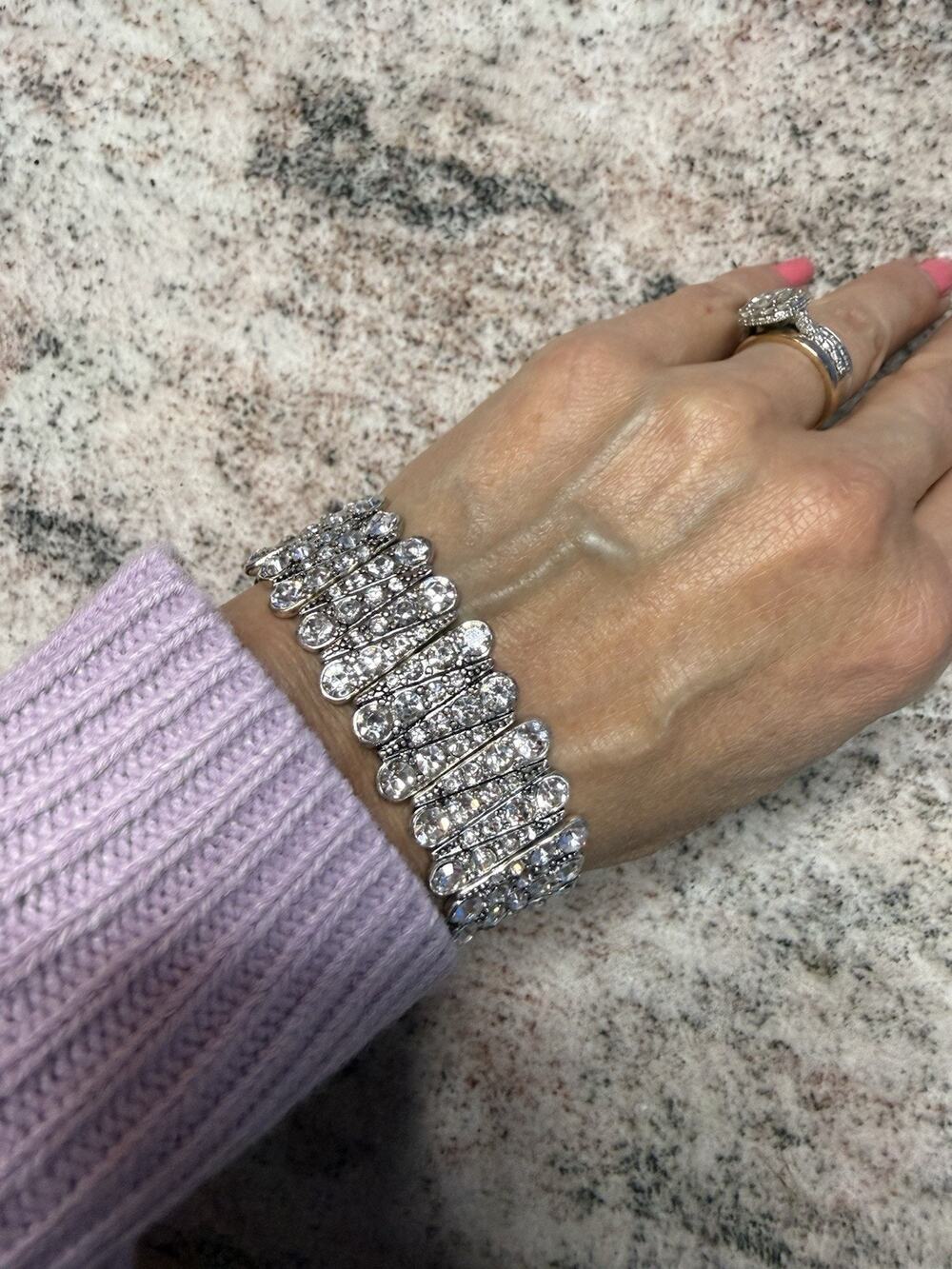 Vintage Rhinestone Chunky Stretch Bracelet